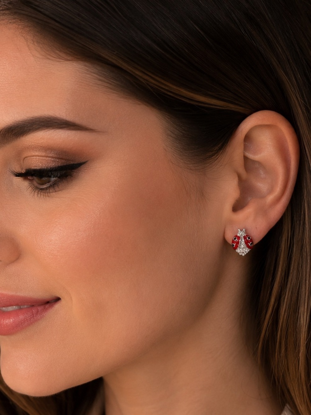 Red Ladybug Stud Earrings - Women Jewelry